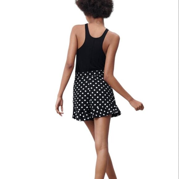 ZARA POLKA DOTS RUFFLED SKORT BLACK/WHITE SIZE XS  8372/230/093 - Picture 5 of 6